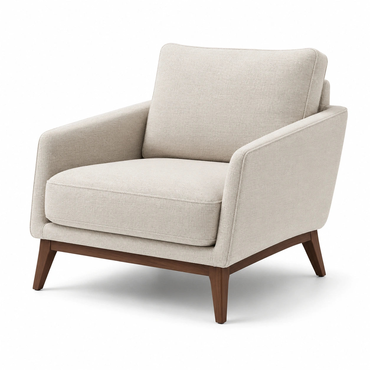 Fauteuil en bois et tissu beige